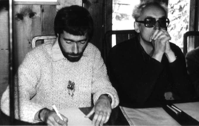 Jury konkursu wiedzy o Szymanowskim, MP i Wojciech Kilar, 13-09-1984, fot. L.Brodowski